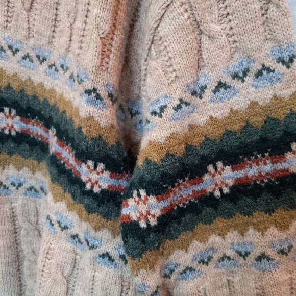 Vintage 1970's Jantzen Collared Single Button Sweater Fair Isle Nordic XL T-347 - Picture 10 of 13